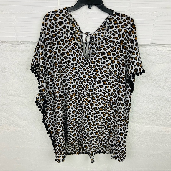 Nwot Leopard Tassel Print Swimsuit Cover Up Size Xl
